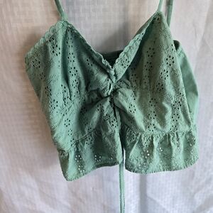 Green Eyelet Lace Women Top
